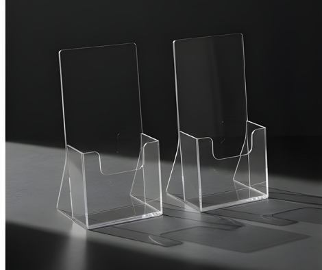 Porta Folheto em Acrílico A4 de Mesa – Expositor Vertical para Catálogos e Informativos